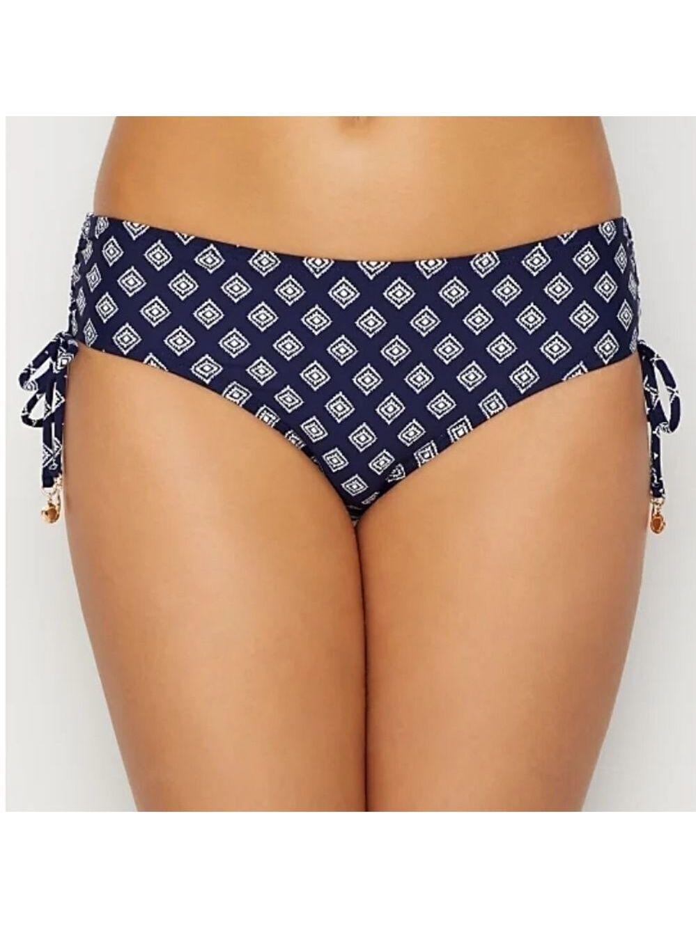 Anne Cole Side Tie Bikini Bottom Blue L NWT
